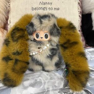 Custom Labubu long ear bunny with Lulu logo fur